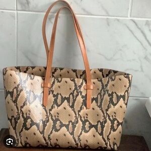 Consuela Snake Print Tote Bag - Tan and Black